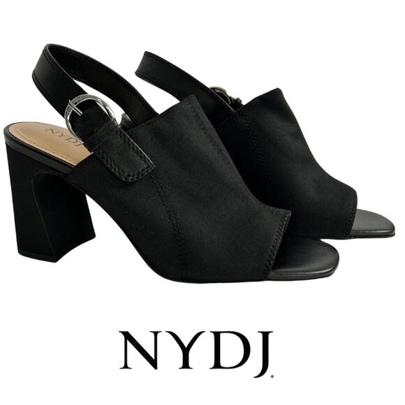 NYDJ Lyssa Slip On Slingback Open Toe Sandals Women's 9 Black - Picture 1 of 7